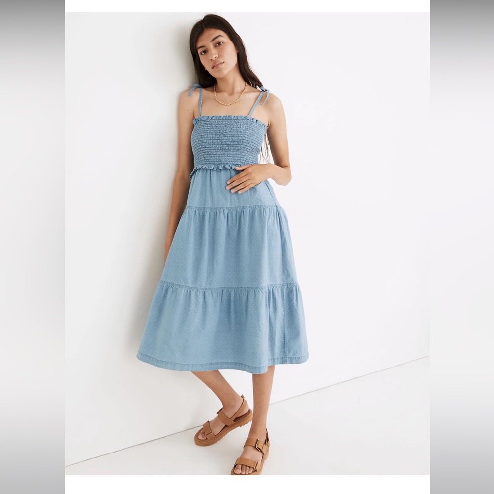 Madewell Light Blue Tiered Dress